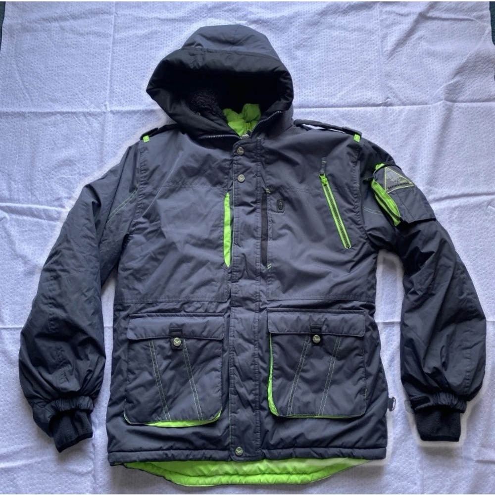 Hawke & Co Sport Jacket Lined Hood Pockets HvyWgt Juniors Gray Boys Size 18/20